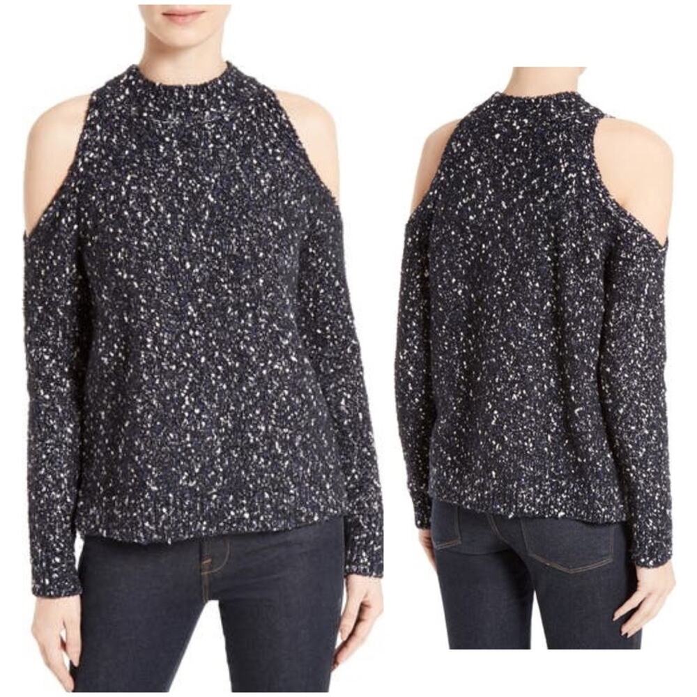 Rebecca Taylor cold shoulder boucle sweater, sz L